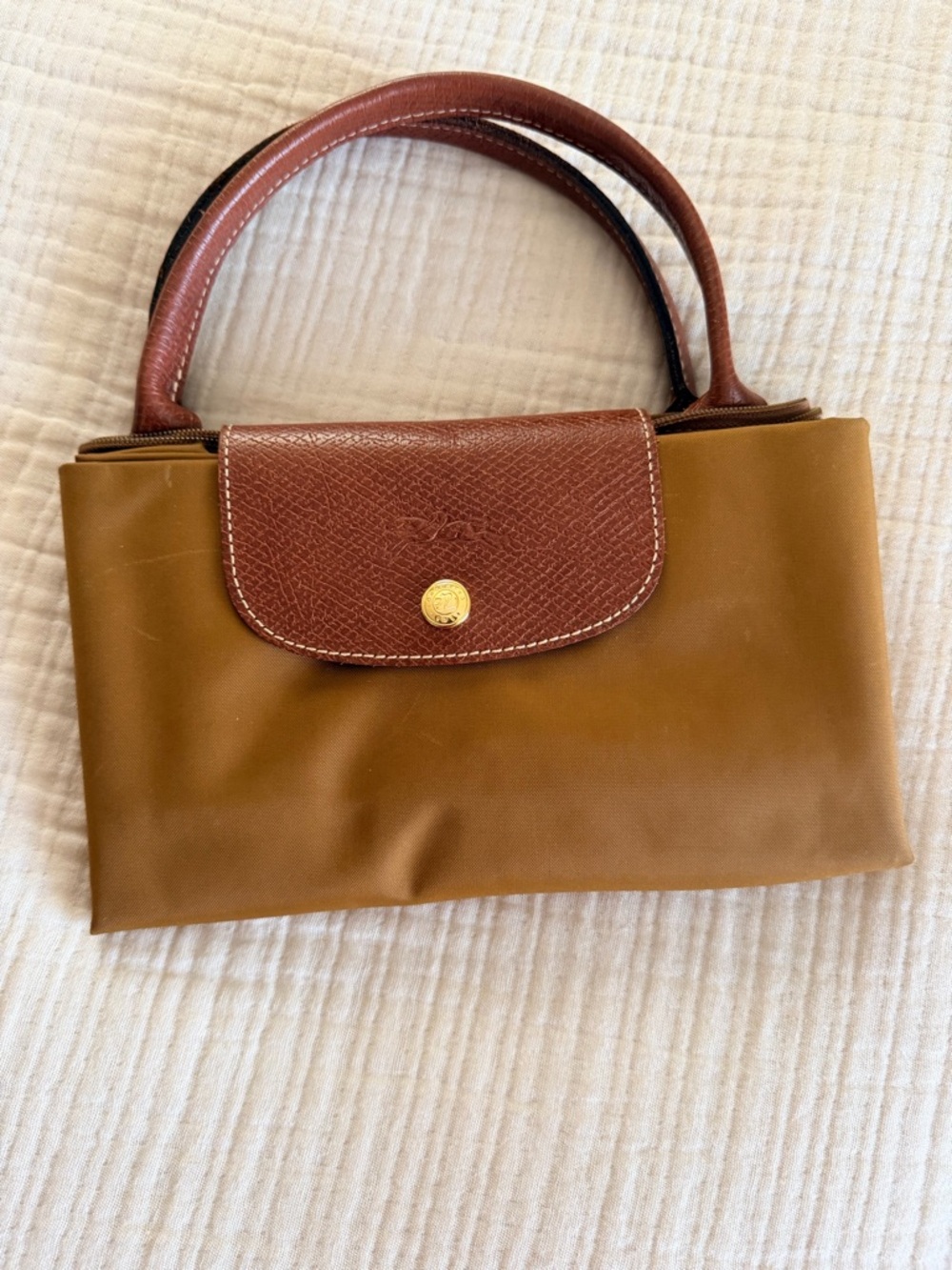 Longchamp Le Pliage Original Medium Tote in fawn/gold - Picture 6 of 10